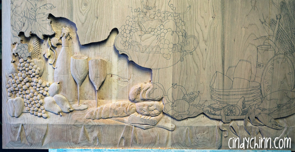 hand carved buffet cherry carving 09