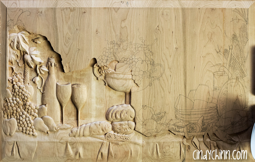 hand carved buffet cherry carving 13
