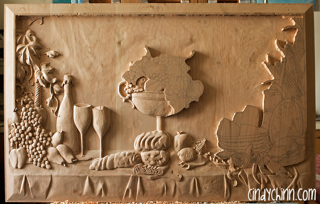 hand carved buffet cherry carving 15