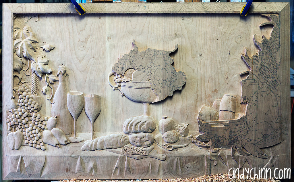 hand carved buffet cherry carving 16