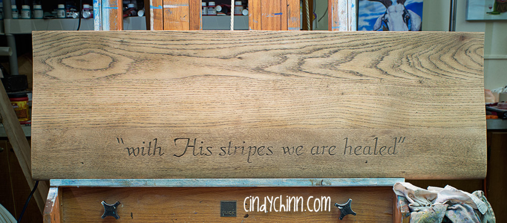with his stripes we are healed wood carving