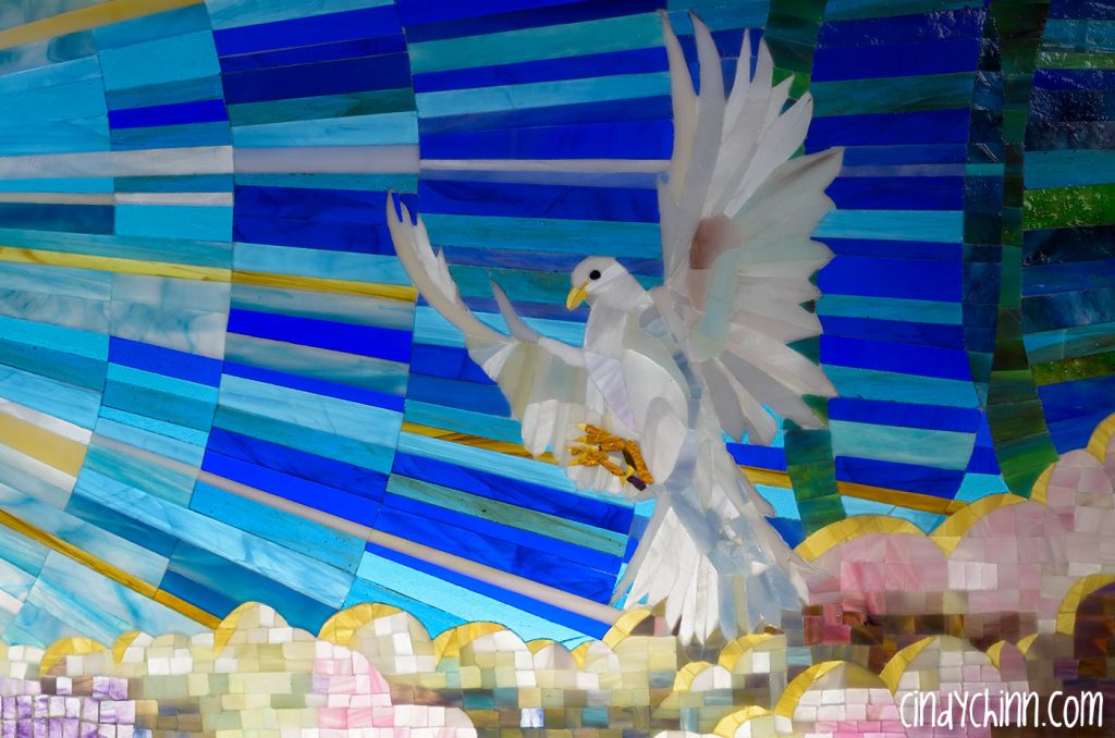 Glass Mosaic of dove by Cindy Chinn