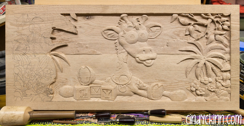 wood toy box josie carving 05