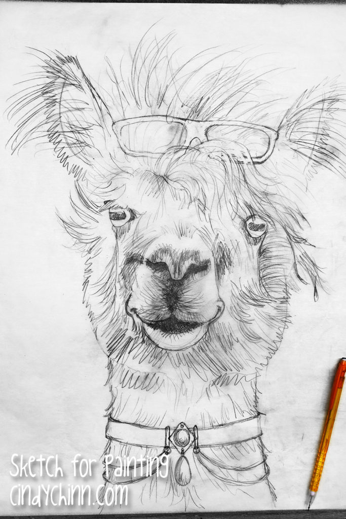 alpaca painting - sketch full