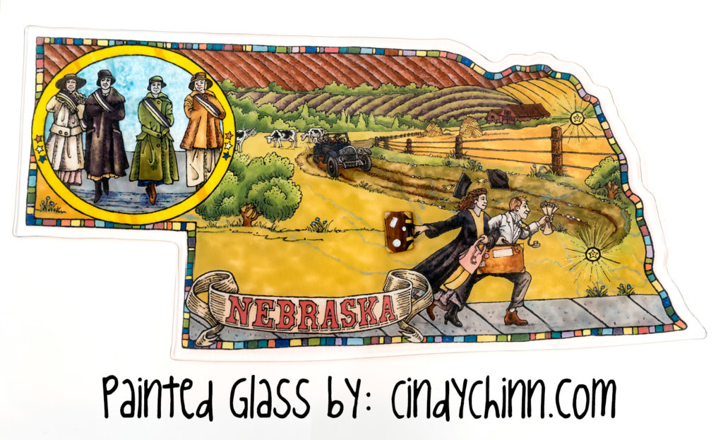 Art Glass - Painted - Nebraska