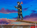 journey of the fireman by painting by Cindy Chinn