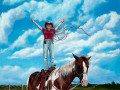 journey of the horse trainer painting by Cindy Chinn
