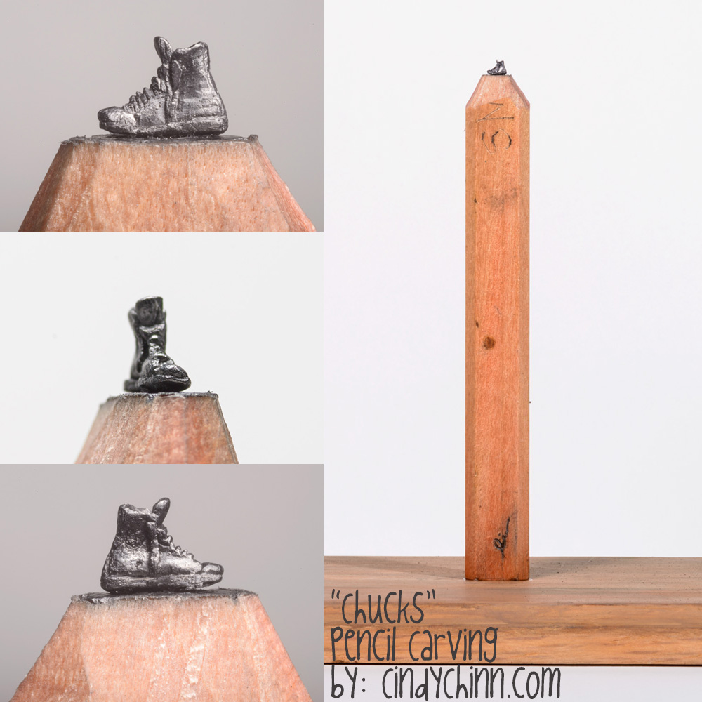 Converse Chuck Taylor All-Stars Pencil Carving by Cindy Chinn