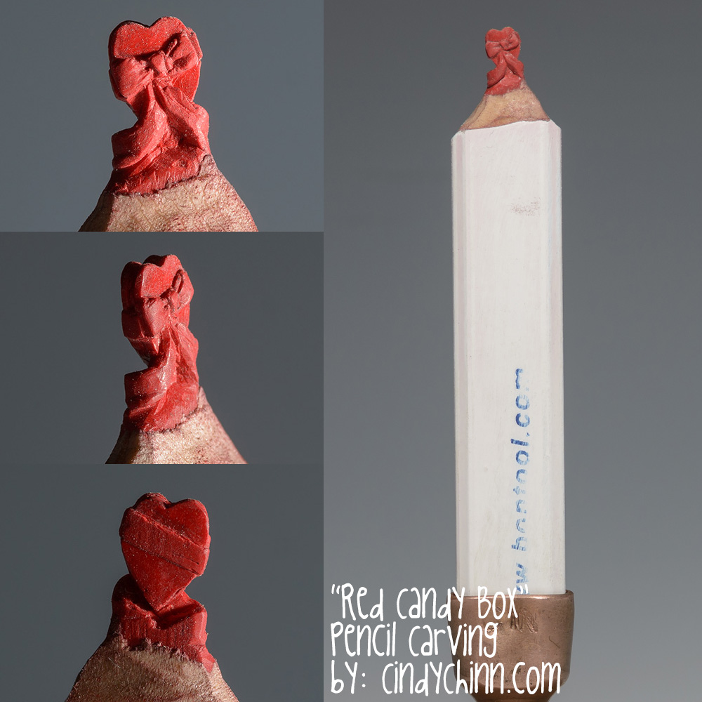 Red Candy Box Pencil Carving by Cindy Chinn