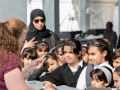 Cindy Chinn talks to students at Doha Scrap Art Show