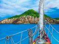 sailing to saba painting by Cindy Chinn