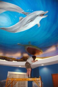 underwater ceiling mural by Cindy Chinn
