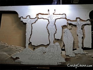 Carved Pew - Crosses