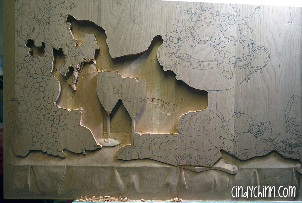 hand carved buffet cherry carving 06