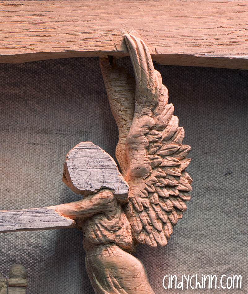 hand carved aangel close up unfinished