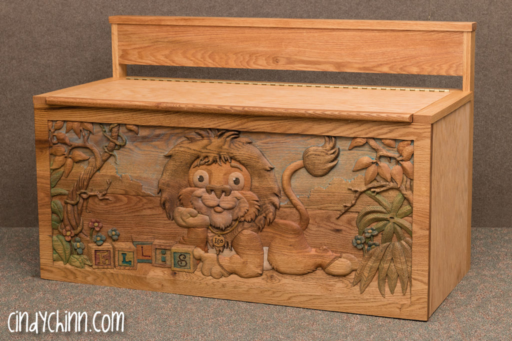 Hand carved toy box - Leo the Lion - Final