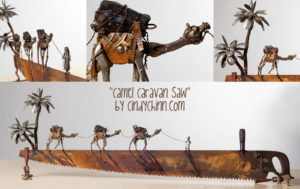 Camel saw metal artwork by Cindy Chinn