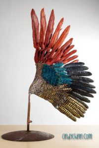 Metal Peacock Sculpture wingby Cindy Chinn