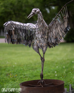 220605-Sandhill-Crane-metal-sculpture-made from cutlery