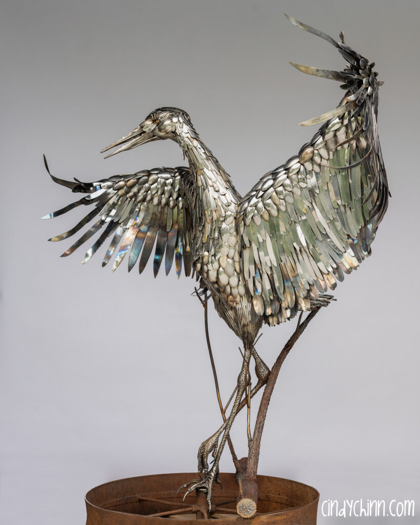 Sandhill Crane Metal Art Sculpture - Cutlery