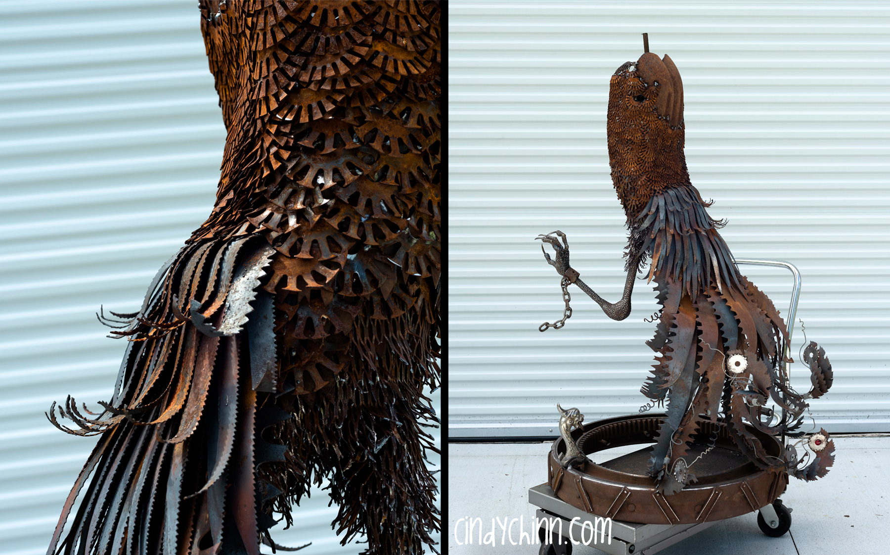 phoenix scrap metal sculpture by Cindy Chinn