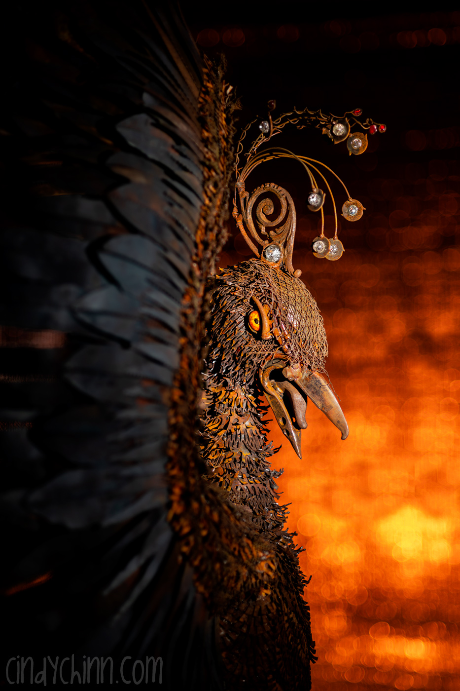 Phoenix Metal Sculpture by Cindy Chinn