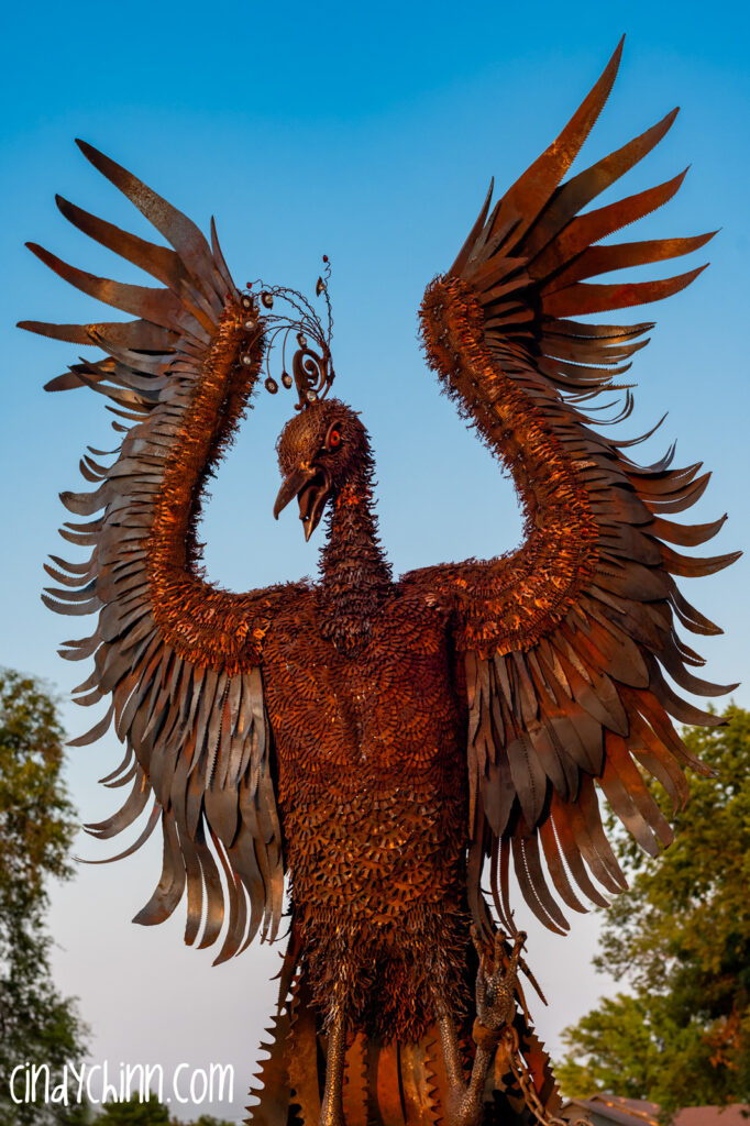 Scrap metal art Phoenix sculpture