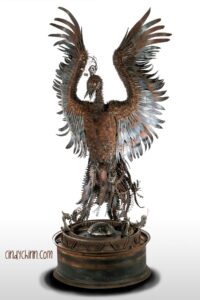 Scrap Metal Art Sculpture Phoenix by Cindy Chinn