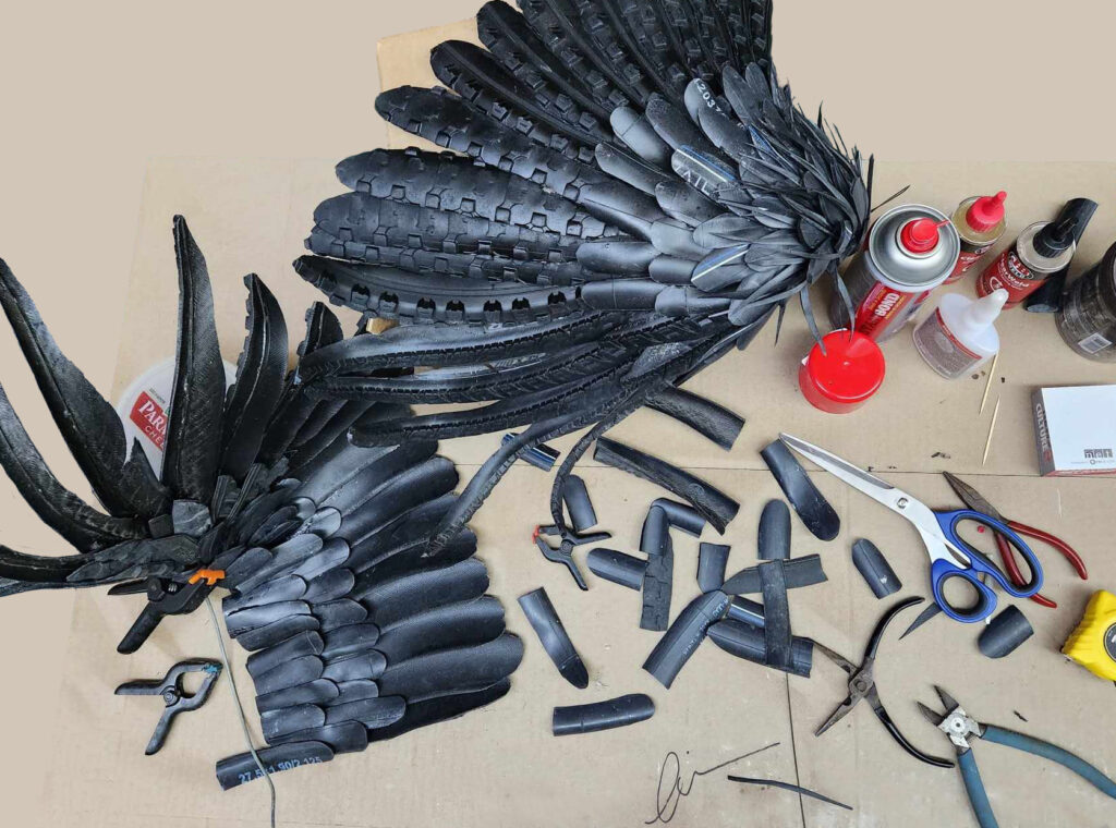 Re-tired Raven made from bike tires