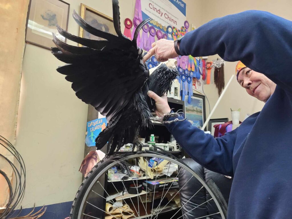 Re-tired Raven made from bicycle tires