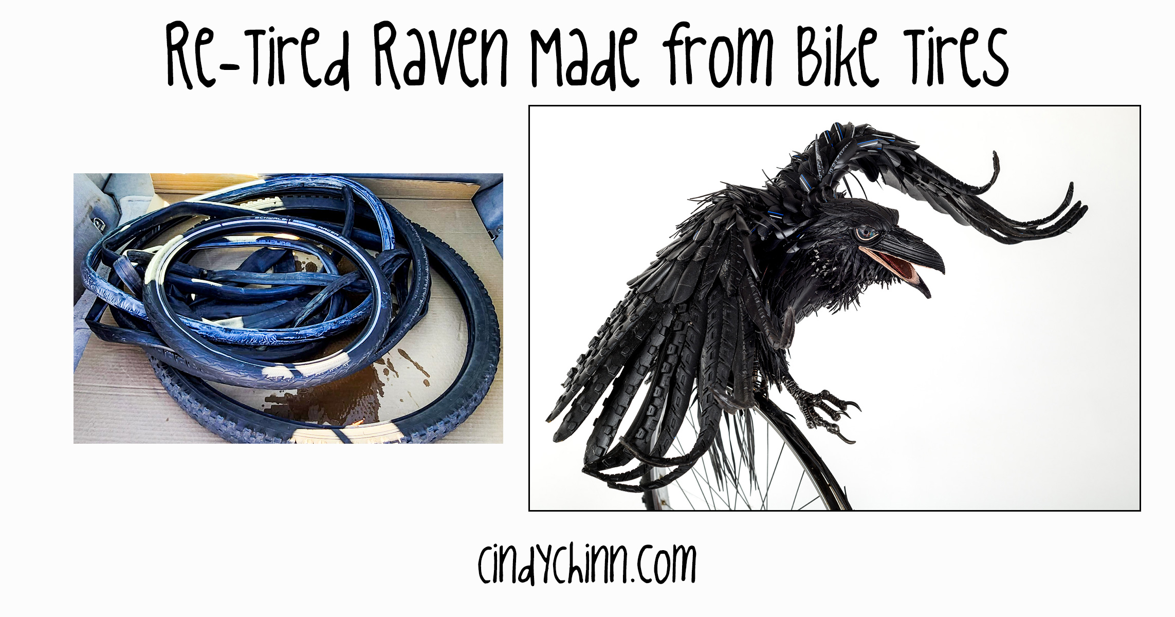 Re-Tired Raven Made from Bicycle Tires