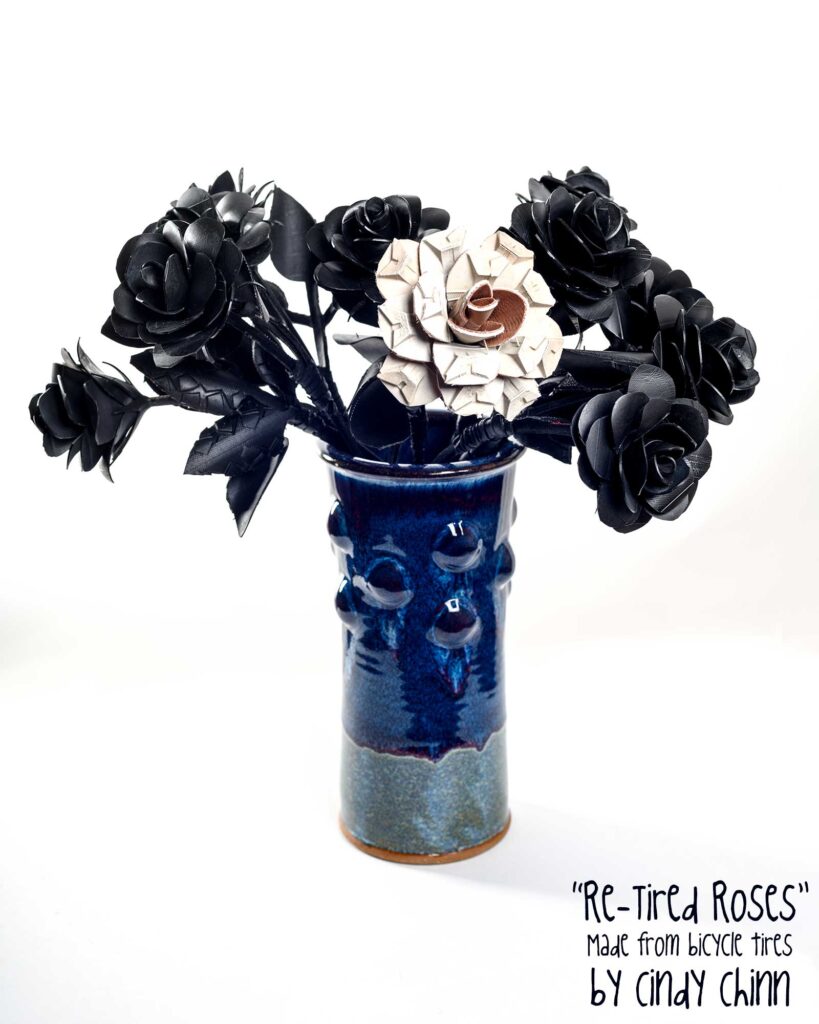 Re Tired Rose from bicycle tubes Bouquet 02 2000