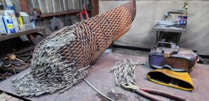 251222 Alpaca scrap metal sculpture by Cindy Chinn Fur on Neck 1800