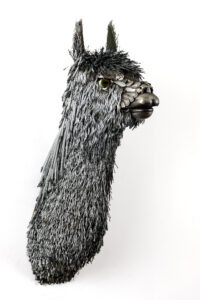 suri Alpaca Bust Sculpture scrap metal wire Cindy Chinn 05
