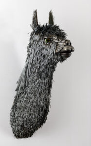 suri Alpaca Bust Sculpture scrap metal wire Cindy Chinn 05