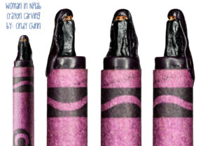 Woman in Niqab crayon carving purple B 01 Combo 1800 sig