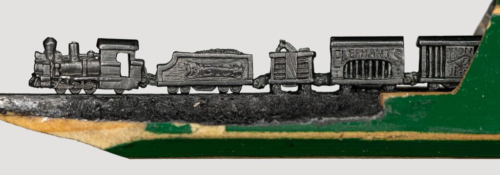 big top train pencil carving by Cindy Chinn 05